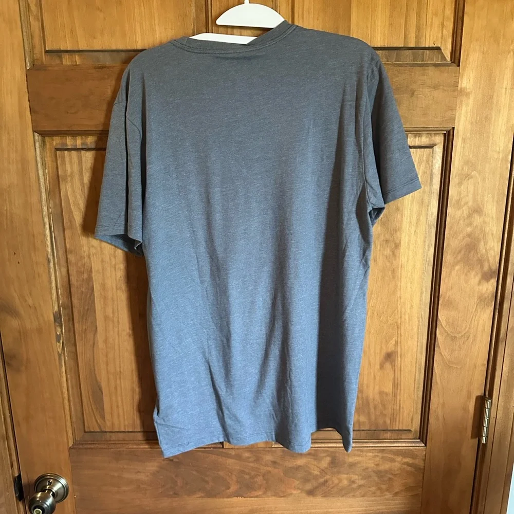 The North Face Gray Short-Sleeve Tee with Blue Eagle Graphic